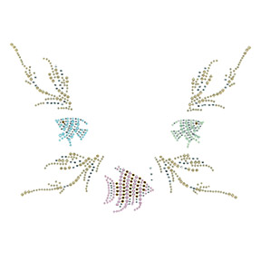 S100856-PINK   Coral Rainbow Fish V-Neckline