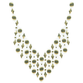 S101016GLD   Gold Oval & Diamond V-Neckline