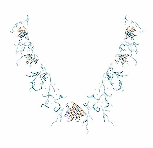 S101238   Blue Water Rainbow Fish V-Neckline