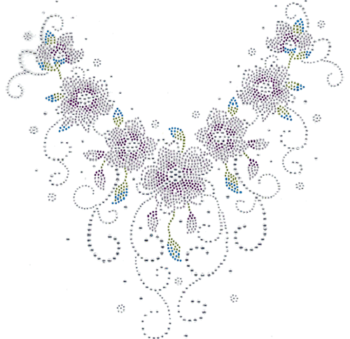 S101379-PUR<br>Swirl Purple Flower V-Neckline