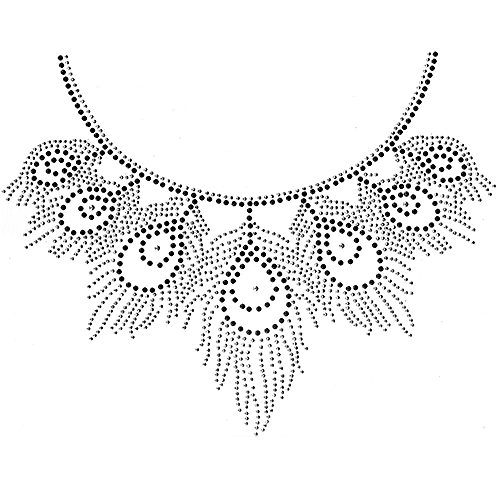 S101394-BLK<br>Peacock Silver & Black Feathers Scoop-Neckline