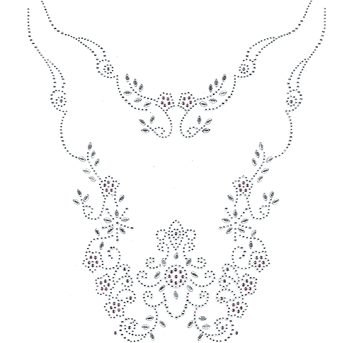 S1491-PINK<br>Double Floral Scoop Neckline