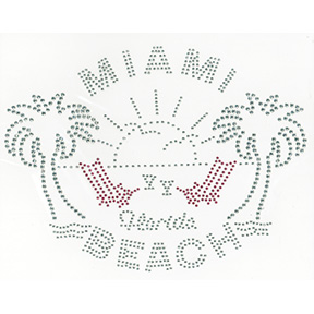 S2640  -  MIAMI BEACH WITH PALM TREES & LOUNGE CHAIRS
