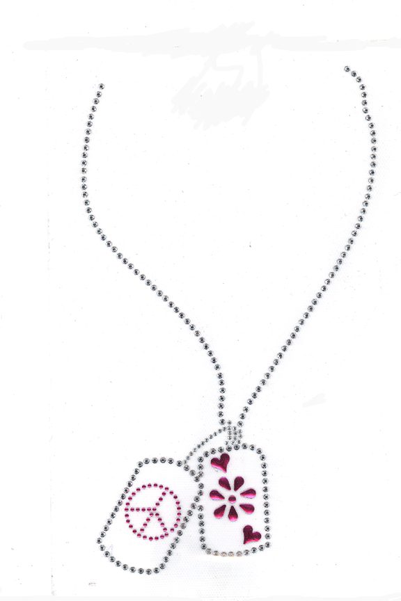 S2837 - PEACE SIGN AND FLOWER DOGTAG NECKLACE NECKLINE