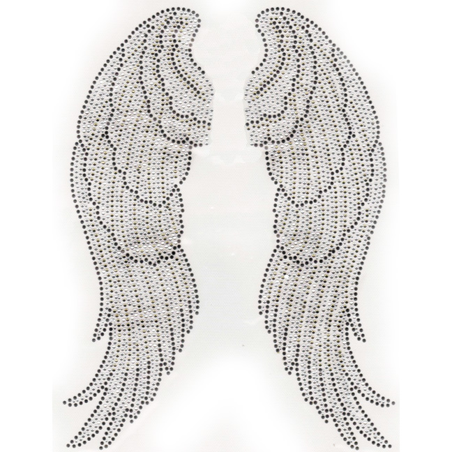 S3111BLK-Angel Wings  BLACK CRYSTAL WING