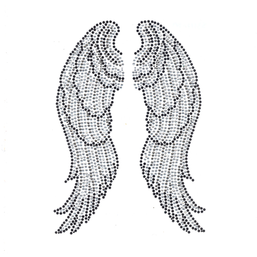 S3111MBLK -ANGEL WINGS MEDIUM BLACK CLEAR BLACK DIAMOND STONES