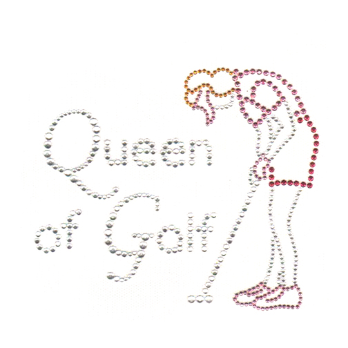S4481-QUEEN OF GOLF CRYSTAL STONE LT. PINK PINK & GOLD STUD