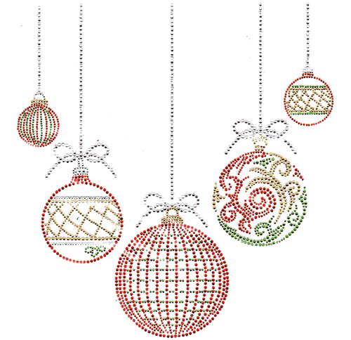 S4686-REG<br>Green, Red, Gold & Clear Xmas Ornaments Neckline