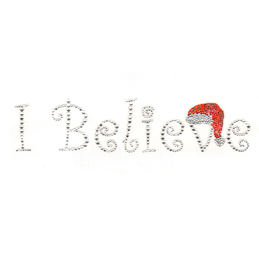 S4835-I BELIEVE WITH SANTA HAT, CHRISTMAS, HOLIDAYS, PHRASES