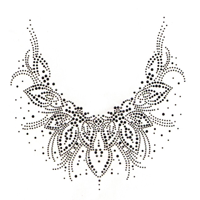 S4874-BLK  Black Leaves Scoop Neckline