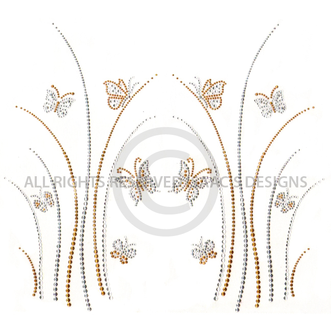 S6391- GRASS WITH BUTTERFLIES GOLD AND SILVER, BUTTERFLY, ANIMAL