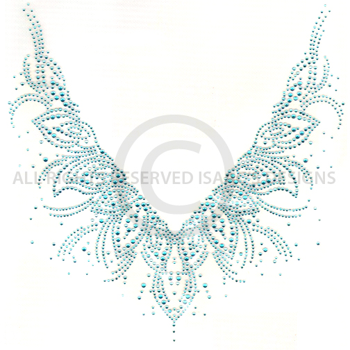 S6393AQUA   Aqua Leaves V-Neckline