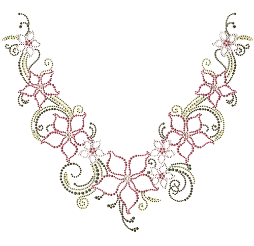 S6462PI<br>Pink Flowers V-Neckline