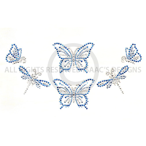S6604-BLUE<br>Blue Butterflies & Dragonflies Scoop neckline