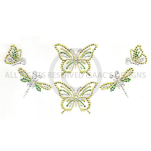 S6604-LIME<br>Lime Butterflies & Dragonflies Scoop neckline
