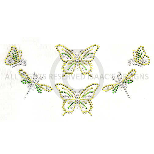 S6604-LIME<br>Lime Butterflies & Dragonflies Scoop neckline