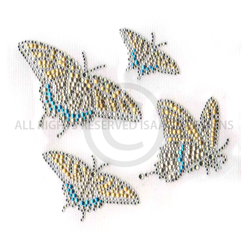 S6842TUR- FOUR YELLOW AND BLUE BUTTERFLIES, INSECTS