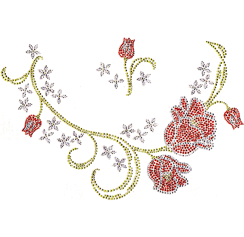 S6850-RED<br>Red Tulips Scoop Neckline with accent piece