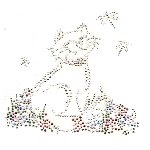 S1364LA-CLR -LARGE CAT W/DRAGONFLIES, CATS,