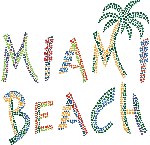 S7086LG-MB<br>Colorful \"Miami Beach\" with Palm