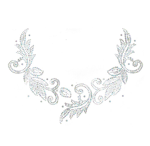 S8677-AB-CLR<br>AB Crystal Leaves Scoop Neckline