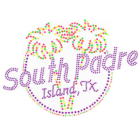 S8723-SOUTH-PUR  - NEON PALM TREES WITH SOUTH PADRE ISLAND IN NE