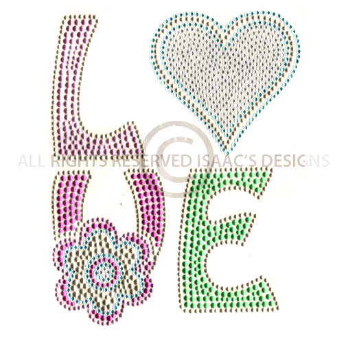 S8824-LOVE W/HEART AND FLOWER, FLOWERS, SYMBOL, SYMBOLS