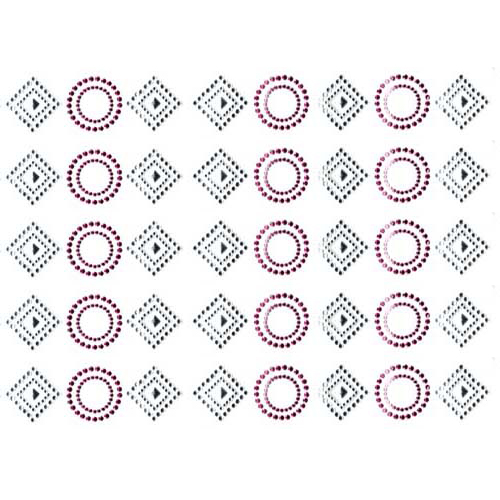 S9161-PNK<br>Clear Diamonds & Pink Circles Strips