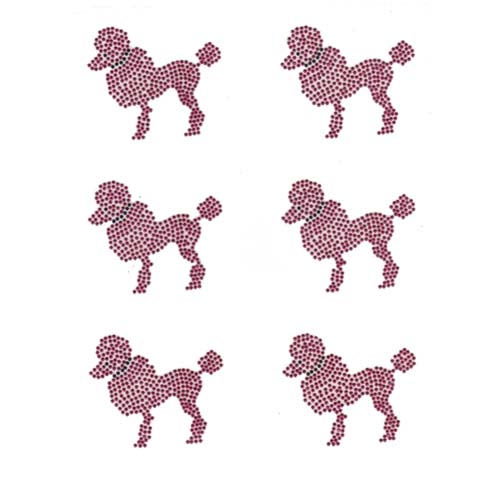 S9168PINK-2.7"X2.3"PINK STONE POODLE W/ JET BLACK STONE DETAIL