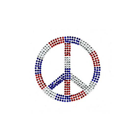 S1656SD-PEACE SIGN MEDUIM RED BLUE CLEAR