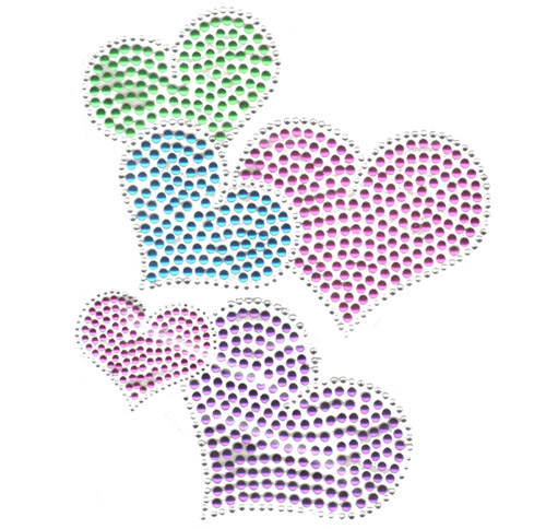 S8705-CLR 7.1"x8.6" Multi Colored heart Design CLEAR EDGED